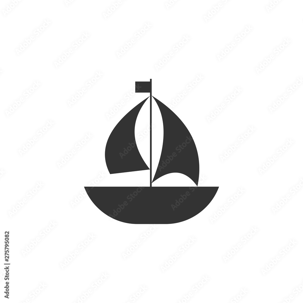 Poster Sailing icon template black color editable. Sailing symbol vector sign isolated on white background. Simple logo vector illustration for graphic and web design.