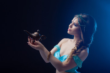 Arab night, make a wish at gene's. Fabulous heroine Jasmine with a magic lamp.