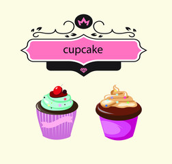 happy birthday card with cupcake