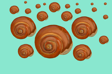 Seamless pattern with snail shells in blue background. Great for wallpaper,backgrounds,gifs,surface pattern design,packaging design projects, stationary,fabric
