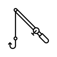 Fishing rod vector, Summer Holiday related line icon