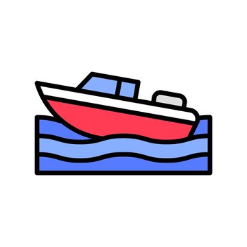red boat floating on blue water clip art preview