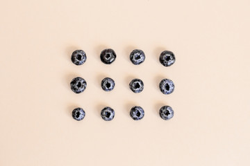 Geometrical figure of blueberry, square  frame on lines copy space for advertising logo or text....