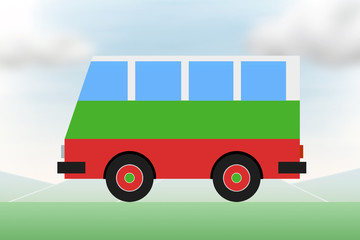 Tourist bus colors of the flag of Bulgaria. Travel, international tourism.