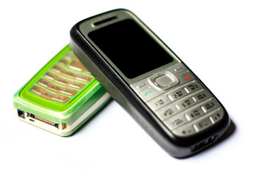 old mobile phone on white background