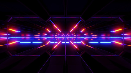 futuristic scifi glass tunnel background 3d render