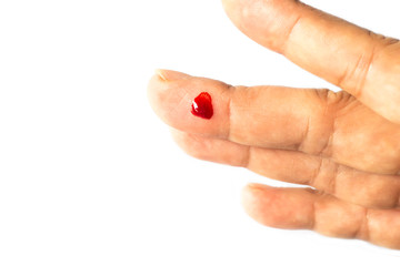 Fingers bleeding white background.