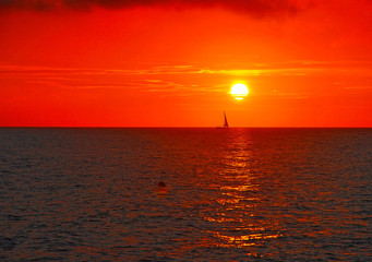 Sunset on the Black Sea in Sochi. Russia