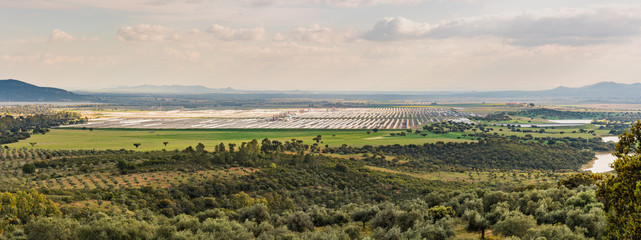 Views of Solaben, the Logrosan thermosolar plant currently managed by the company Atlantica Yield,...