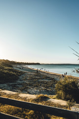 Yamba, New South Wales, Australia - October 1st, 2018: Late afternoon sun on Hickey Island beach.