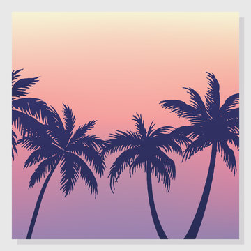 Summer background. Night summer poster. California, Vacation, beach.