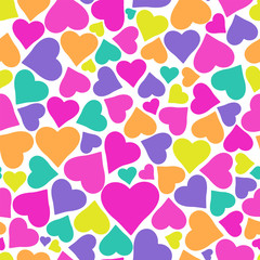 Holiday background pattern with beautiful colorful hearts.
