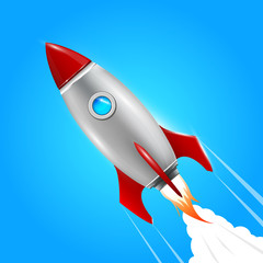 Naklejka na ściany i meble Rocket, icon. Space rocket launch. Rocket background, product cover, Startup creative idea. Isometric vector illustration EPS 10.