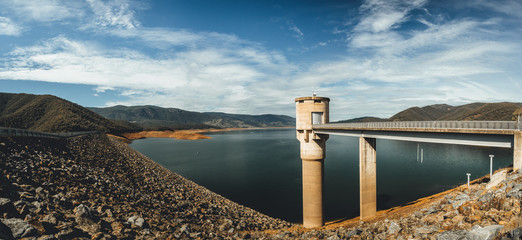 Landscape on a clear day at Blowering Reservoir/Dam near Tumut, Snowy Mountains, New South Wales