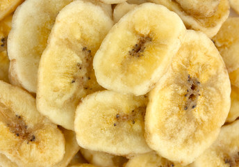 Sliced dried banana background