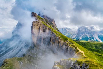Peel and stick wall murals Dolomites Wonderful landscape of  the Dolomites Alps.  Location: Odle mountain range, Seceda peak in Dolomites Alps, South Tyrol, Italy, Europe. Artistic picture. Beauty world.