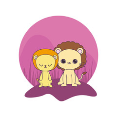 cute lions animals isolated icon