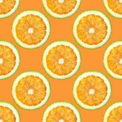 orange slices seamless pattern on orange background summer juicy freshness sweet tasty