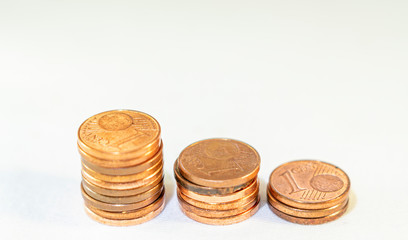 stacked euro cent coins, money