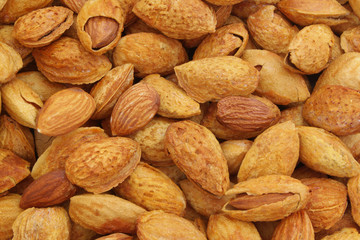 Almonds nuts background