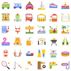 Summer Holiday related vector set, flat design icon