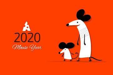 Funny mouse, symbol of 2020 year. Banner for your design