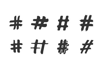Hashtag icon set template black color editable. Hashtag symbol pack vector sign isolated on white background. Simple logo vector illustration for graphic and web design.