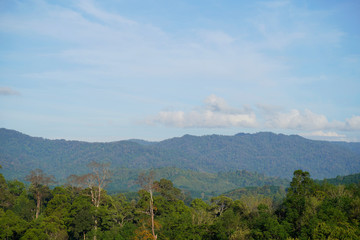 Bright background sky Fertile mountains And enjoy, with your eyes and the sky clear, in Pattani Province, Thailand