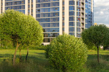 Obraz na płótnie Canvas building green district city architecture ecological high-tech territory