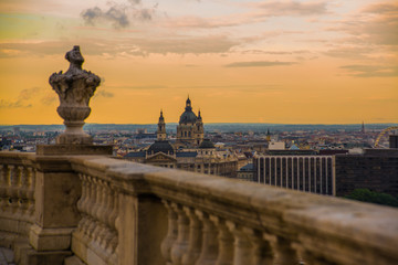 Budapest, Hungary: St Stephen's Basilica in Budapest. Roman Catholic basilica in Budapest at sunset