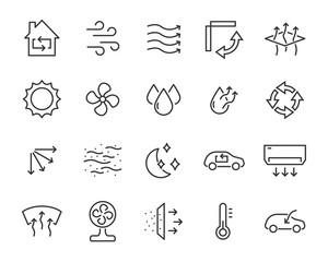 Fototapeta set of air icons, such as air filter, temperature, air purifier, dust obraz