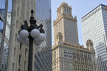 Fototapeta na wymiar Closely packed buildings in urban landscape, Chicago Illinois