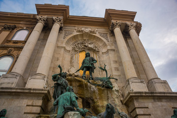 BUDAPEST, HUNGARY: Matthias Fountain is a monumental fountain group in the western forecourt of...