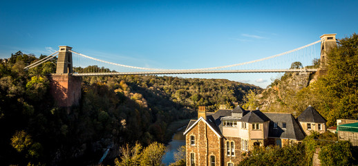 Clifton suspension bridge in Autumn sunshine.