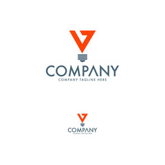 Premium Letter V, Lamp and Light, Idea Logo