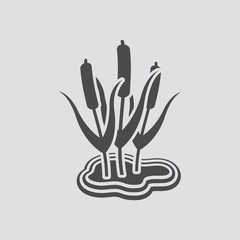 Reed icon in flat style.Vector illustration.