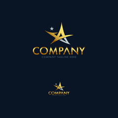Obraz premium Luxury Gold Letter A and Star Logo Template