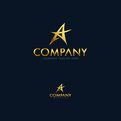 Obraz premium Luxury Gold Letter A and Star Logo Template