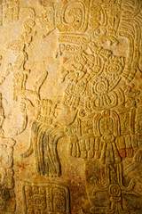 Fototapeta na wymiar Stone carving at Yaxchilán - Chiapas, Mexico
