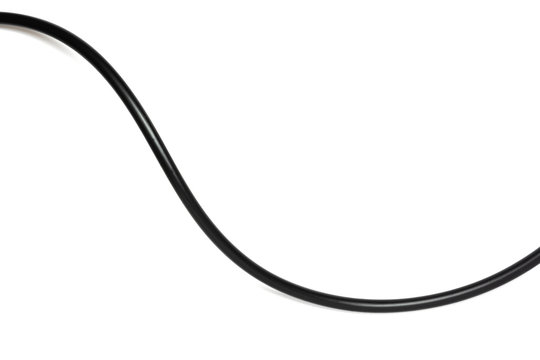 A Black wire cable isolated on a white background abstraction