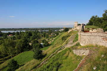 Fototapeta na wymiar View of the fortress wall of Kalemegdan Fortress, Belgrade. Serbia