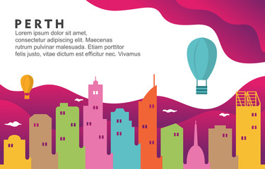 Perth Australia City Building Cityscape Skyline Dynamic Background Illustration