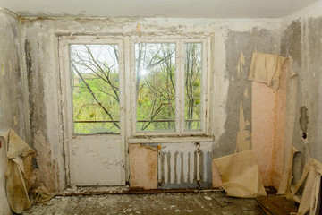 Eastern Europe, Ukraine, Pripyat, Chernobyl. Abandoned apartments Pripyat. April 27, 2019.