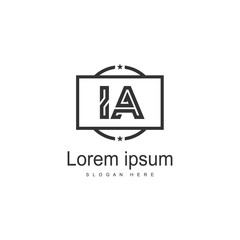 Initial IA logo template with modern frame. Minimalist IA letter logo vector illustration
