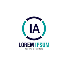 Initial IA logo template with modern frame. Minimalist IA letter logo vector illustration