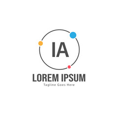 Initial IA logo template with modern frame. Minimalist IA letter logo vector illustration