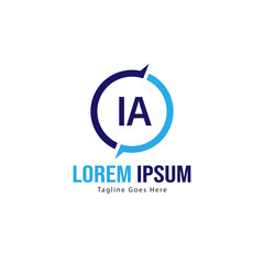 Initial IA logo template with modern frame. Minimalist IA letter logo vector illustration