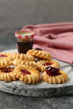 Butter Jam Cookies On The Table