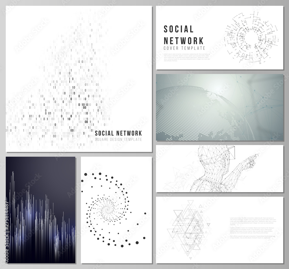 Poster the minimalistic abstract vector illustration of the editable layouts of modern social network mocku