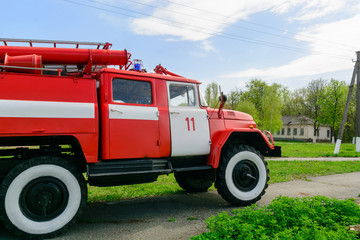 Old fire truck ZIL from the USSR. Recycled car in good condition.
